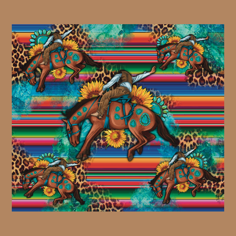 Bucking Bronco Serape Turquoise Long Sleeve Tee by Artiststas | Teevron