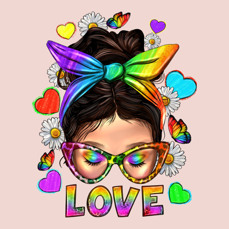 Lgbtq+ Messy Bun Mum Love With Hearts Premium Sweatshirt by BundleAndBundleShop | Teevron