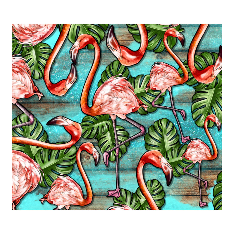 Flamingos With Leaves Premium Tee by BarkalooDesign | Teevron