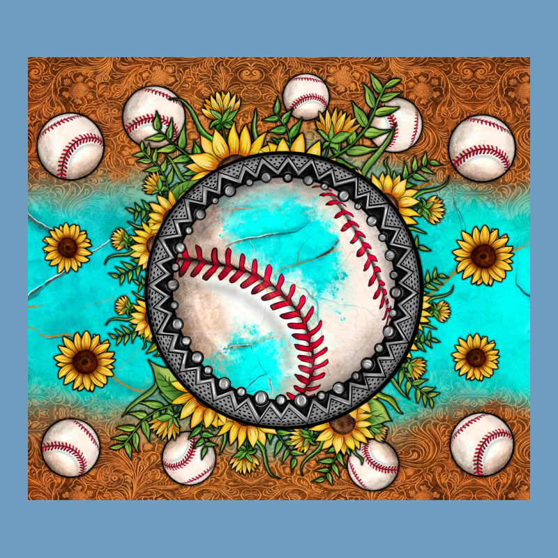 Baseball Turquoise Sunflower Urban Heavy Tee by JahusDesignShop | Teevron