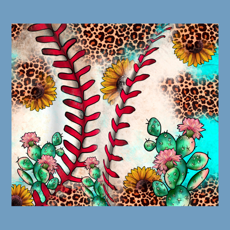 Baseball Leopard Turquoise Cactus Sunflower Urban Heavy Tee by JahusDesignShop | Teevron