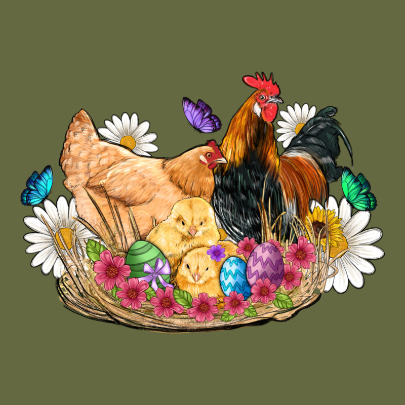 Easter Coop Animals Farm Chicken Chiks Rooster Flowers Butterfly Long Sleeve Tee by Artiststas | Teevron