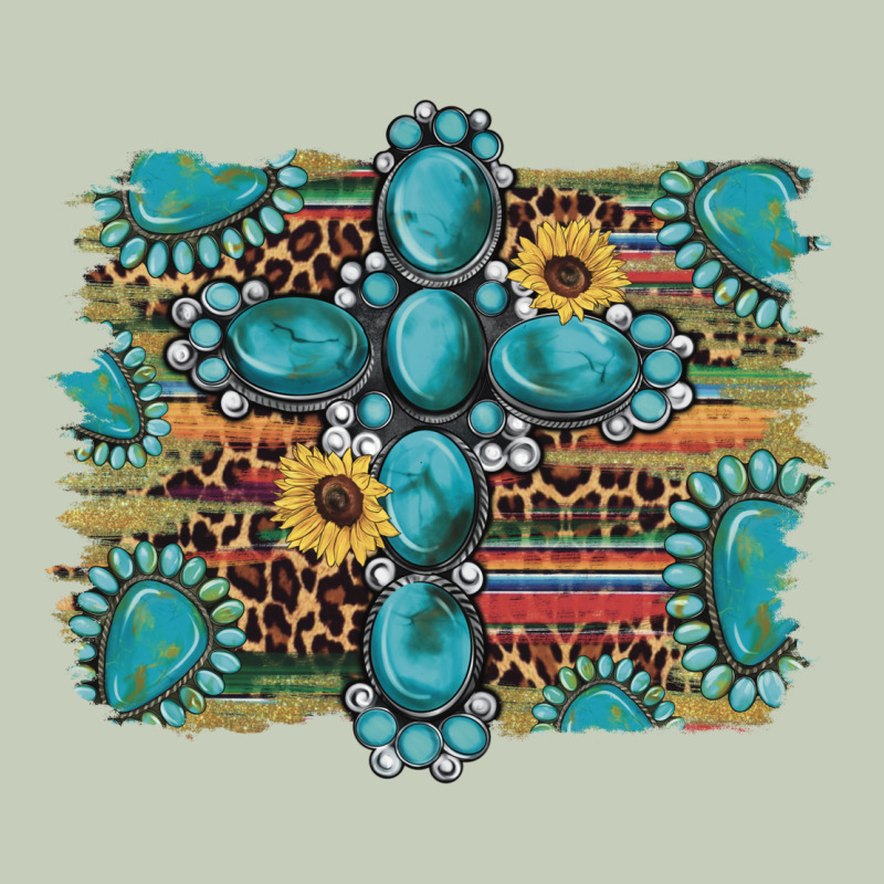 Western Gemstone Cross Sunflowers Serape Leopard Glitter Long Sleeve Tee by Artiststas | Teevron