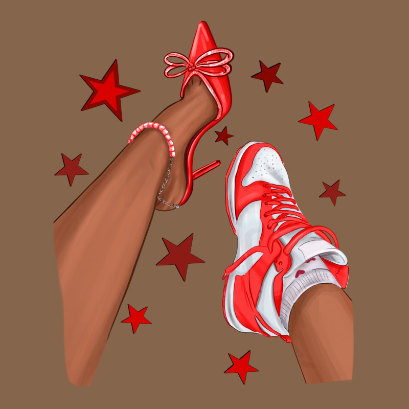 Bright Red Afro Girl Sneakers And Heels Premium Tee by texasbilliewilder | Teevron
