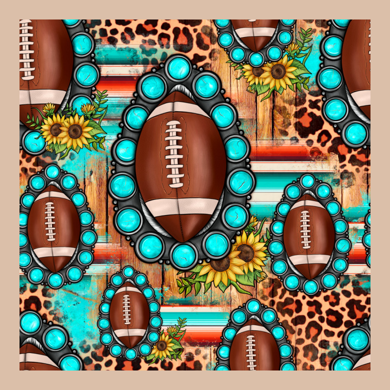 Football Leopard Turquoise Gemstone Sunflower Seamless Pattern Urban Heavy Tee by JahusDesignShop | Teevron