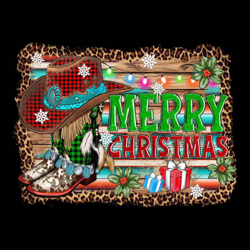 Merry Christmas Western Boots Ladies Tee by AdoDesignShop | Teevron