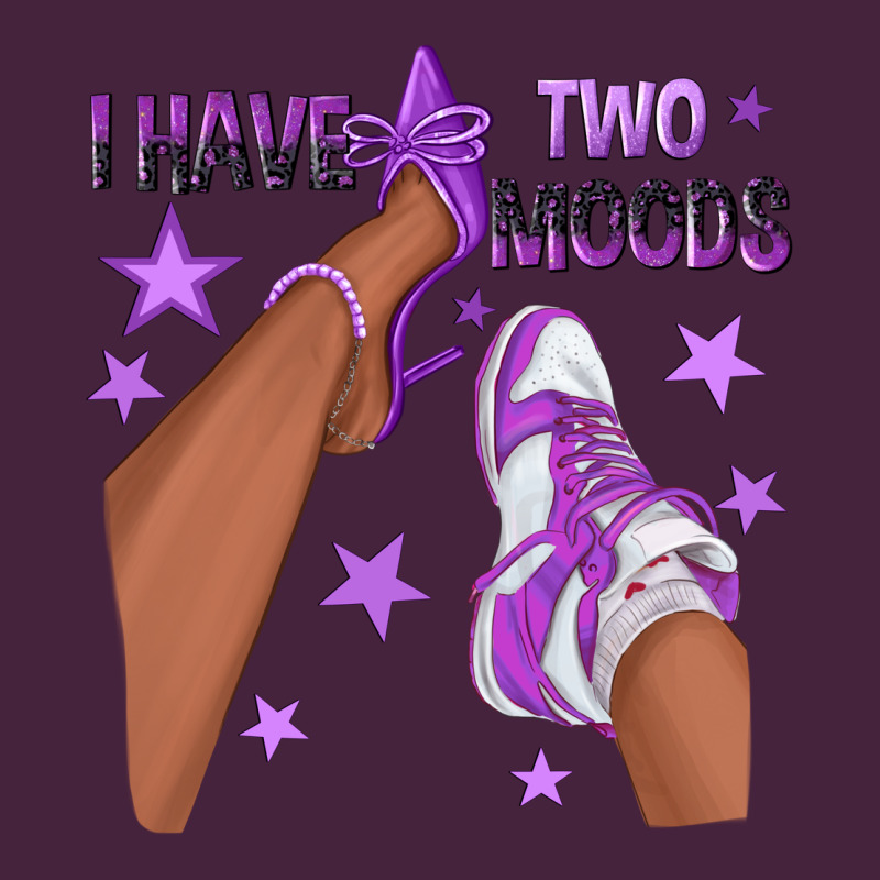 Purple I Have Two Moods Afro Girl Sneakers Premium Tee by texasbilliewilder | Teevron