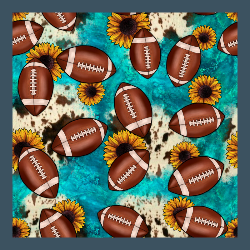 Football Turquoise Cowhide Sunflower Seamless Pattern Urban Heavy Tee by JahusDesignShop | Teevron