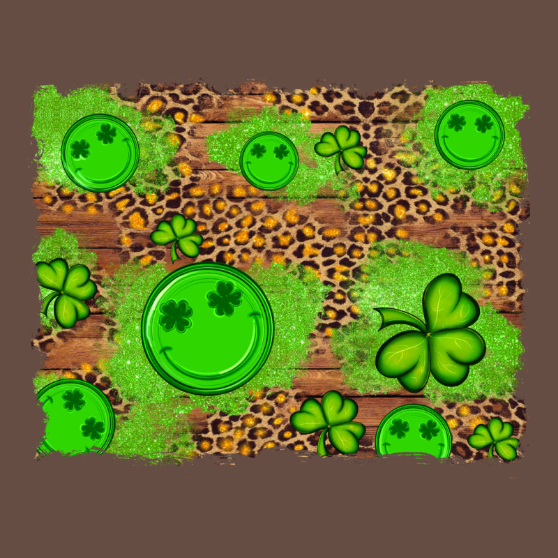 Shamrock Glitter Leopard And Wood Background Long Sleeve Tee by Artiststas | Teevron