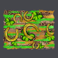 Horseshoe Shamrock Leopard Wood Glitter Background Long Sleeve Tee | Teevron