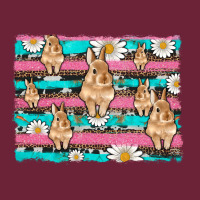 Easter Bunny With Daisy And Turquoise Cowhide Leopard  Background Long Sleeve Tee | Teevron