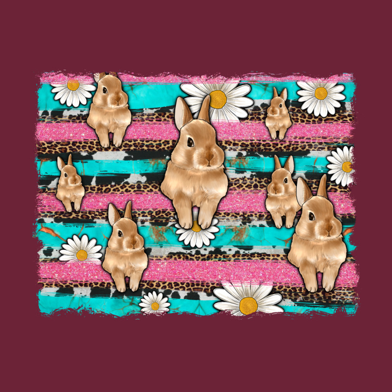 Easter Bunny With Daisy And Turquoise Cowhide Leopard  Background Long Sleeve Tee by Artiststas | Teevron