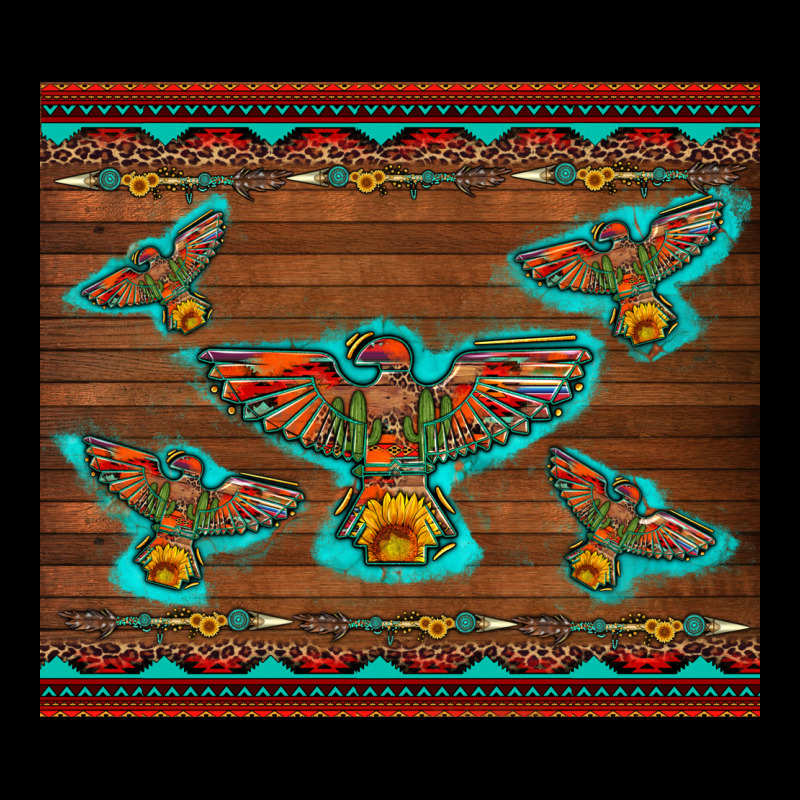 Western Thunderbird And Arrow With Aztec Leopard Long Sleeve Tee by Artiststas | Teevron