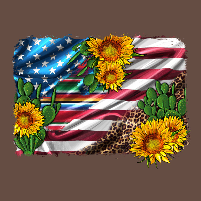 Usa Flag And Sunflower Serape Leopard And Cactus Long Sleeve Tee by Artiststas | Teevron