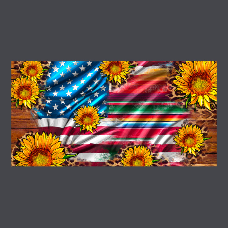 Usa Flag And Serape With Leopard And Sunflowers License Plate Long Sleeve Tee by Artiststas | Teevron