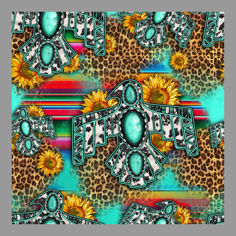 Western Turquoise Thunderbird Seamless Pattern Vintage Hoodie by HRA Design Shop | Teevron
