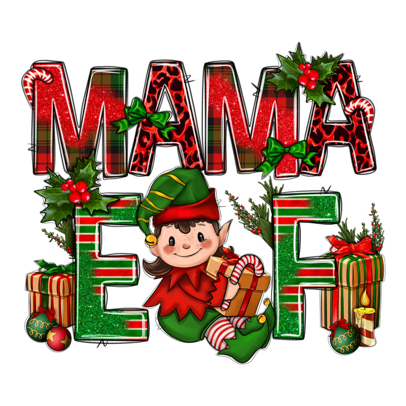 Mama Elf With Gift Christmas Heavyweight Hoodie by NancyCooperArtShop | Teevron