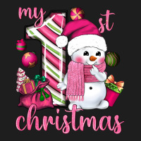My 1st. Pink Christmas With Cute Snowman Heavyweight Hoodie | Teevron