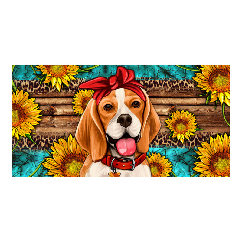Beagle With Sunflowers License Plate Long Sleeve Tee by Artiststas | Teevron