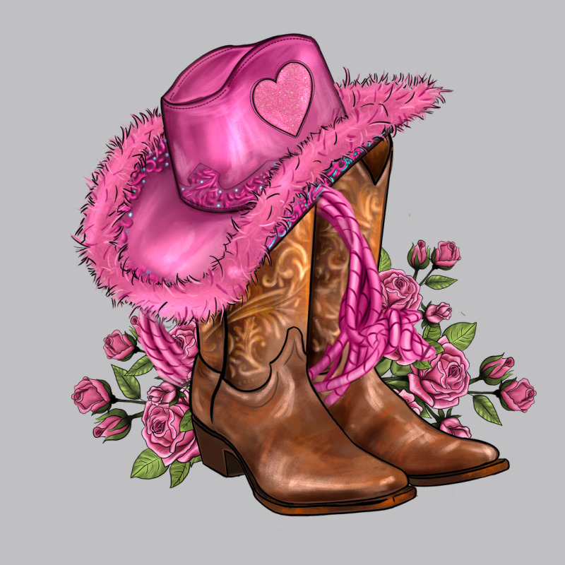 Valentines Day Boots Cowgirl Hat And Roses Long Sleeve Tee by AdoDesignShop | Teevron