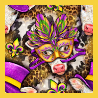 Mardi Gras Cow With Carnival Mask Seamless Pattern Premium Sweatshirt | Teevron