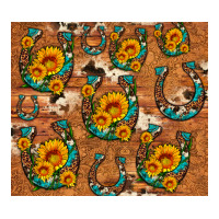 sunflower turquoise leopard cowhide horseshoe | Teevron