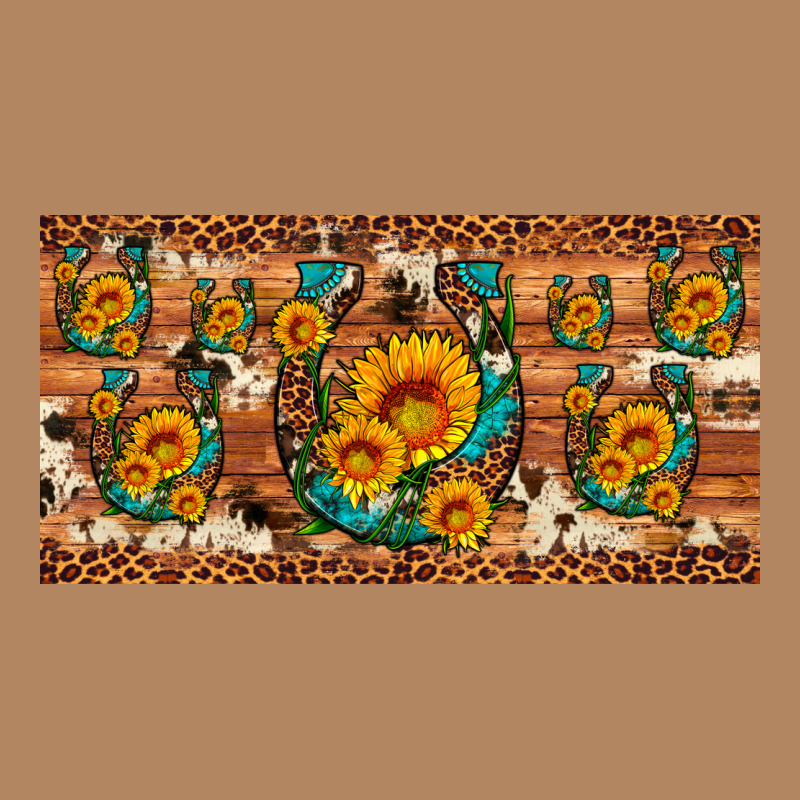 Sunflower Gemstone Leopard Cowhide Horseshoe License Plate Long Sleeve Tee by Artiststas | Teevron