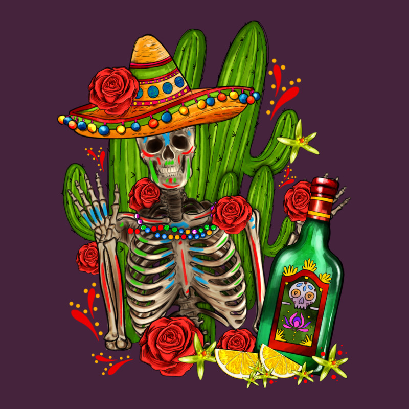 Skeleton With Sombrero And Tequila Long Sleeve Tee by AdoDesignShop | Teevron