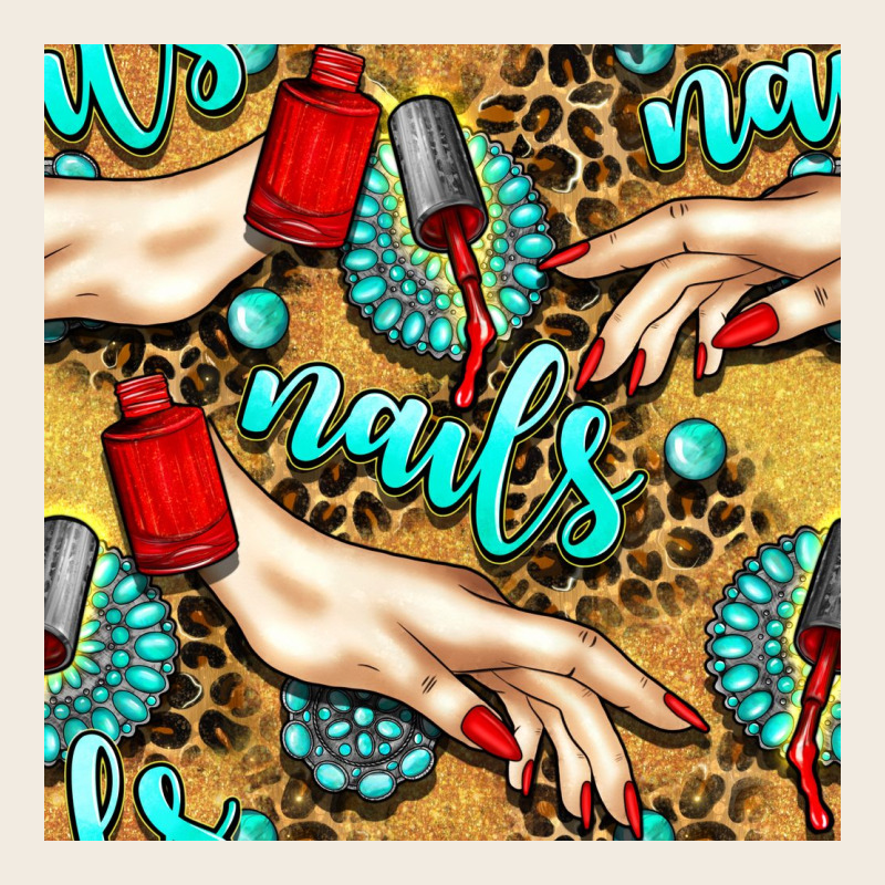Hand And Nail Polish With Turquoise Gemstone And Leopard Seamless Patt Premium Sweatshirt by BundleAndBundleShop | Teevron