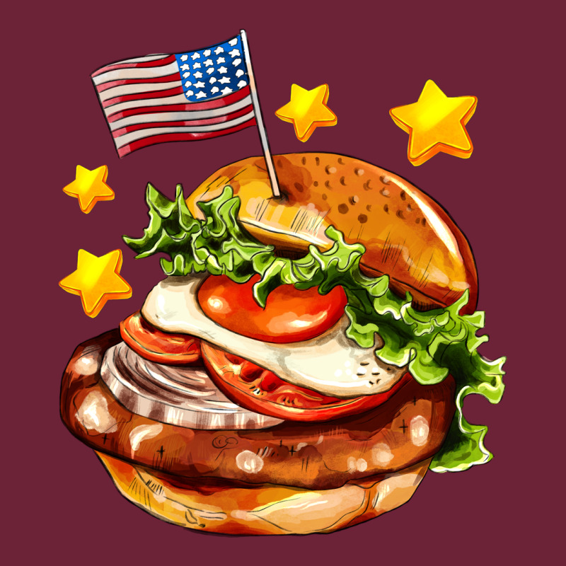 American Flag And Hamburger Long Sleeve Tee by AdoDesignShop | Teevron