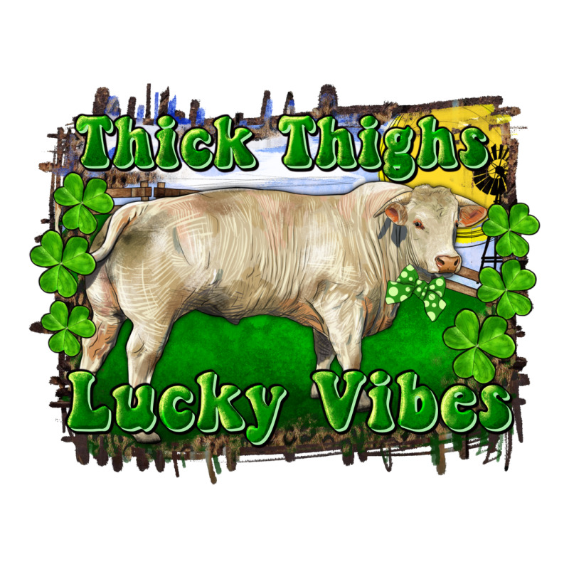Thick Thighs Lucky Vibes Charolais Bull Premium Tee by RanaPortraitStore | Teevron