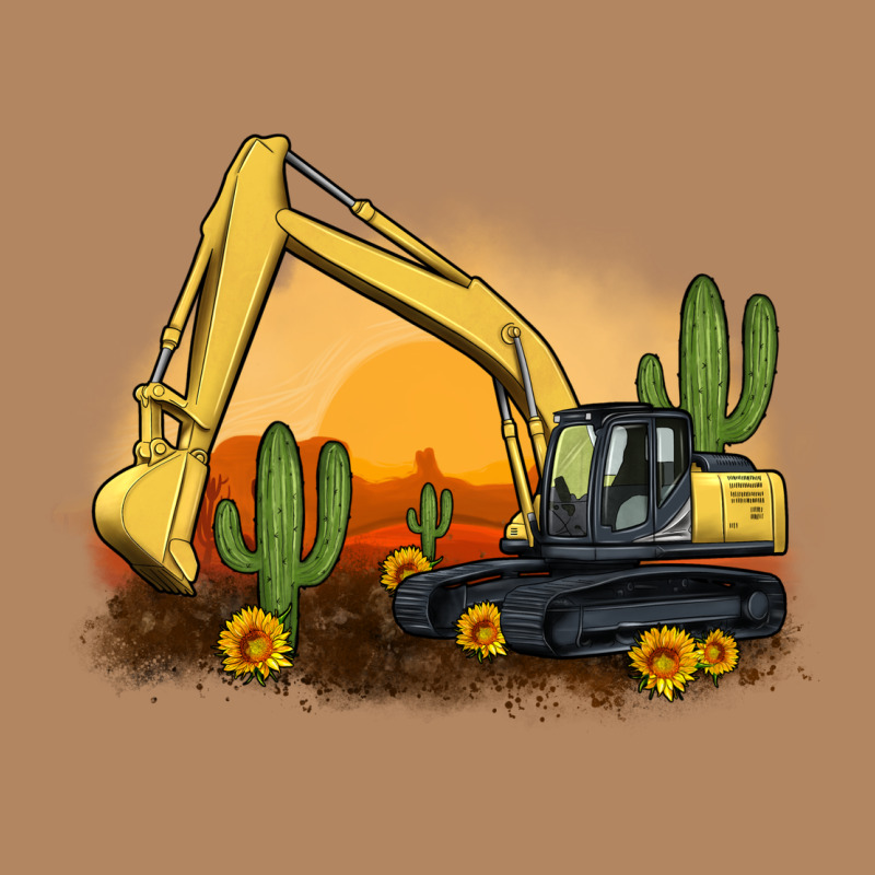 Excavator Cactus Sunflower Sunset Long Sleeve Tee by Artiststas | Teevron