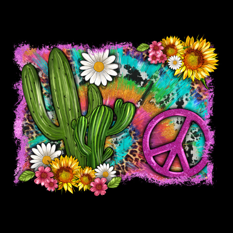 Cactus Peace Sign Flowers And Tie Dye Long Sleeve Tee by Artiststas | Teevron