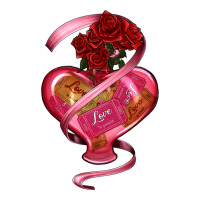 heart glass vase love tickets with rose | Teevron