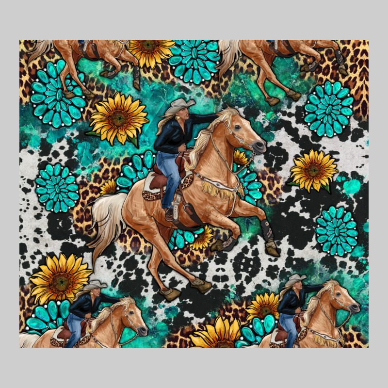 Cowgirl Sunflower Turquoise Premium Tee by RanaPortraitStore | Teevron