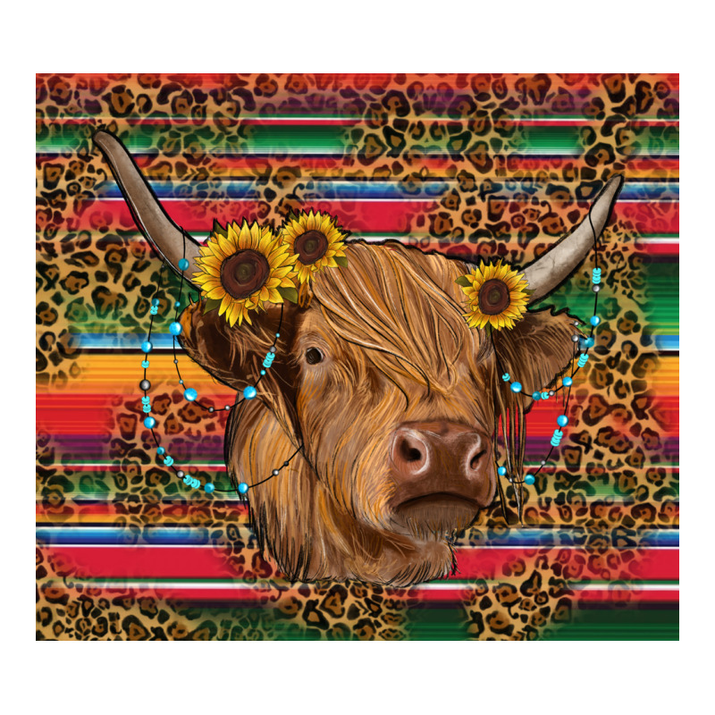 Serape Leopard Turquoise Sunflowers Cow Premium Tee by RanaPortraitStore | Teevron