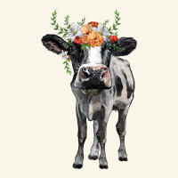 Holstein Cow Floral Wreath Premium Hoodie | Teevron