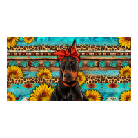 doberman with sunflowers license plate | Teevron