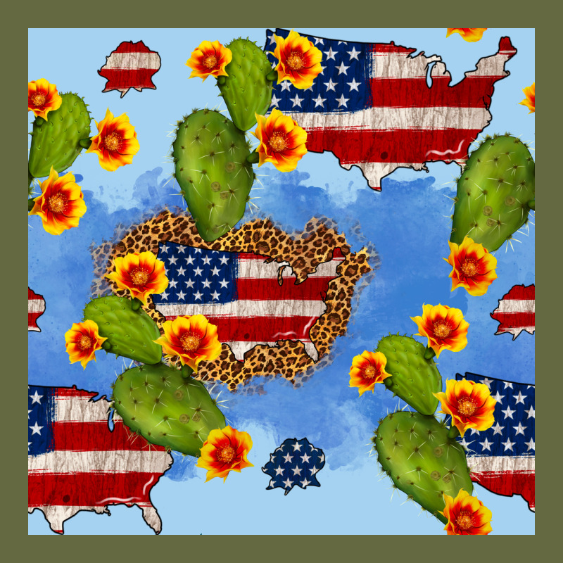 Usa Map Cactus And Sunflower Seamless Pattern Long Sleeve Tee by BundleAndBundleShop | Teevron