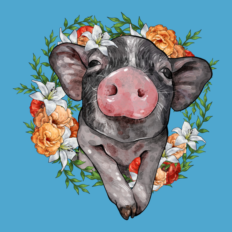 Baby Pig Floral Wreath Premium Hoodie by BarkalooDesign | Teevron
