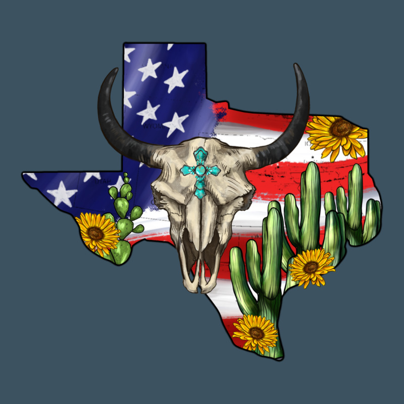 Bull Skull Texas Map American Playng Urban Heavy Tee by BarkalooDesign | Teevron