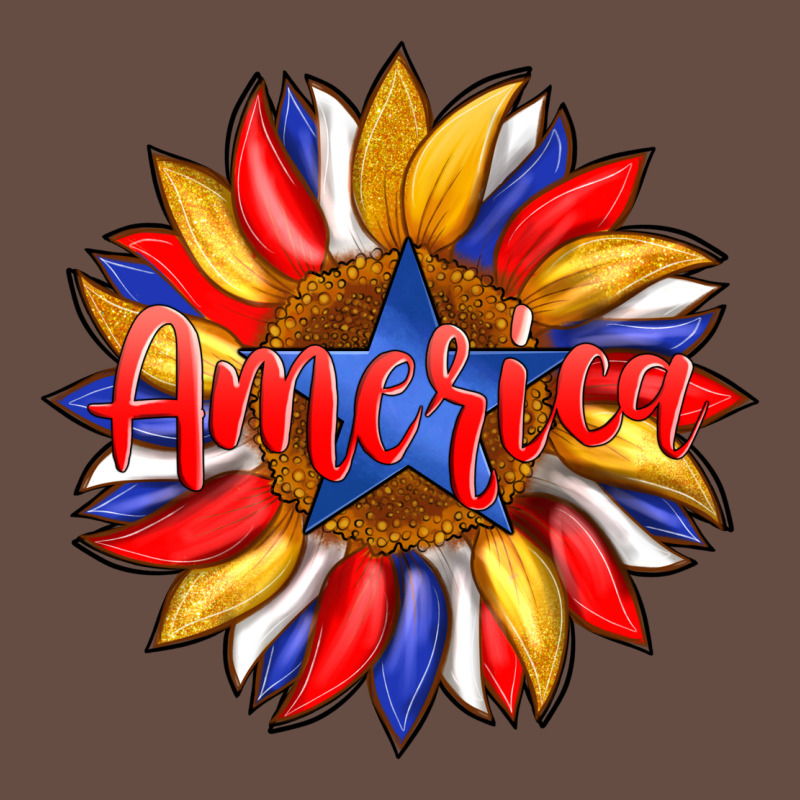 America With American Flag Colors And Sunflower With Star Long Sleeve Tee by Artiststas | Teevron
