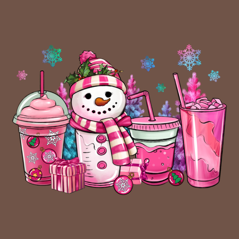 Pink Christmas Snowman Coffee Cups Premium Sweatshirt by MaliasSmallBusiness | Teevron