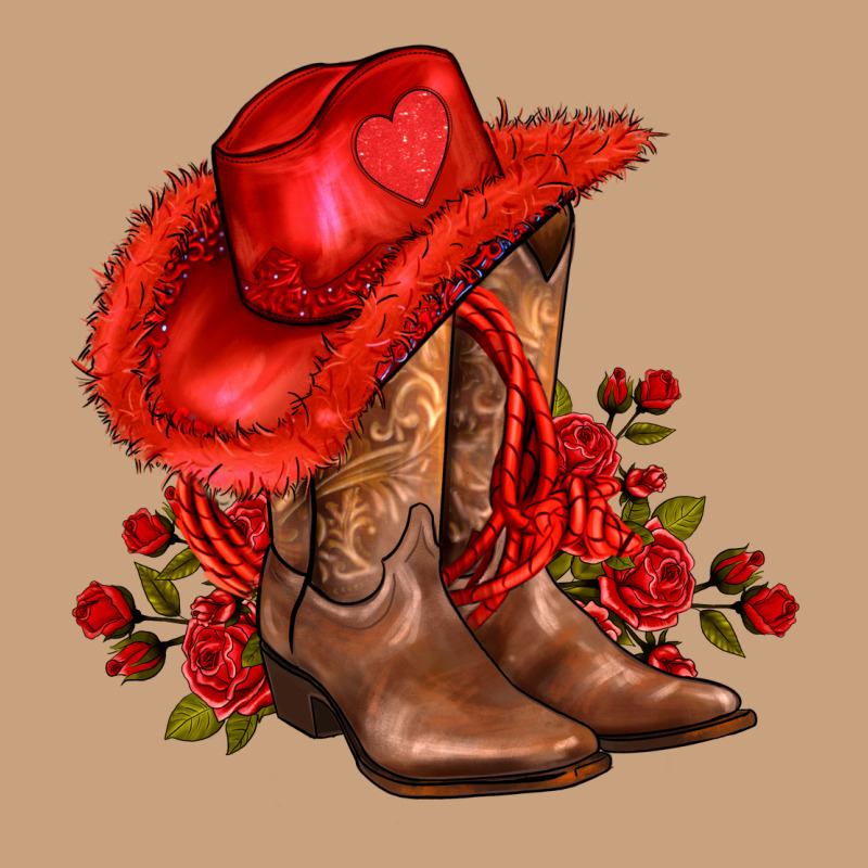 Valentines Day Cowboy Boots Red  And Roses Vintage Tee by AdoDesignShop | Teevron
