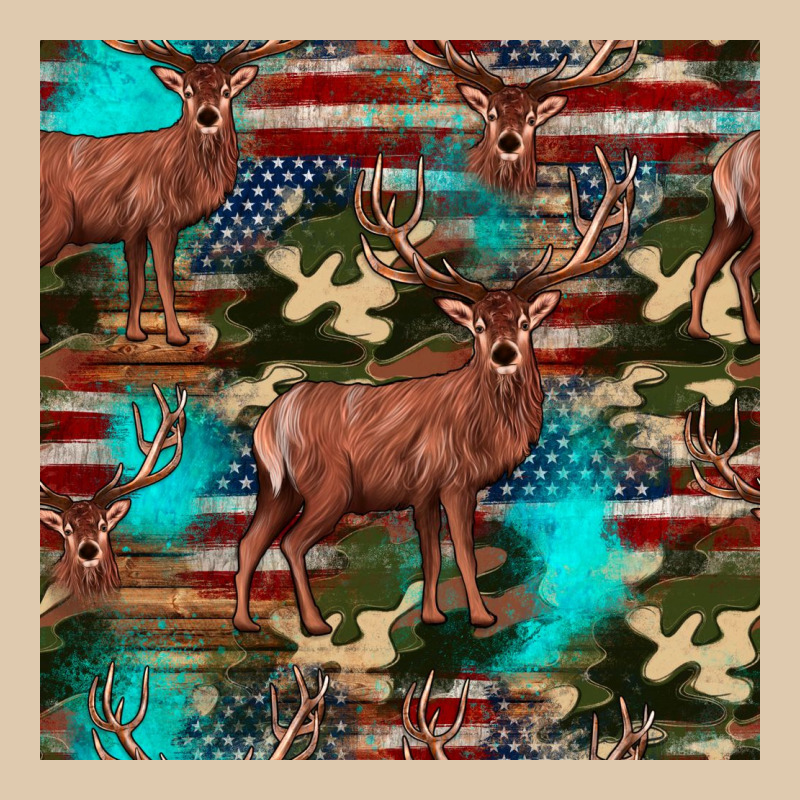 Hunting Deer American Flag Seamless Pattern Heavyweight Sweatshirt by HRA Design Shop | Teevron