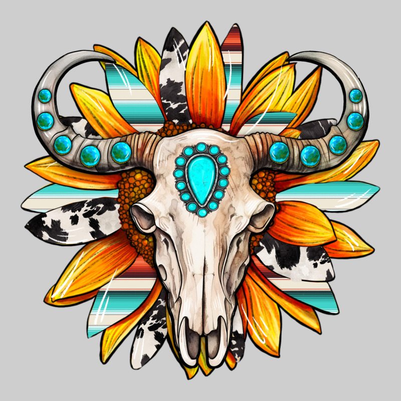 Western Bull Skull Sunflower Premium Tee by MaliasSmallBusiness | Teevron