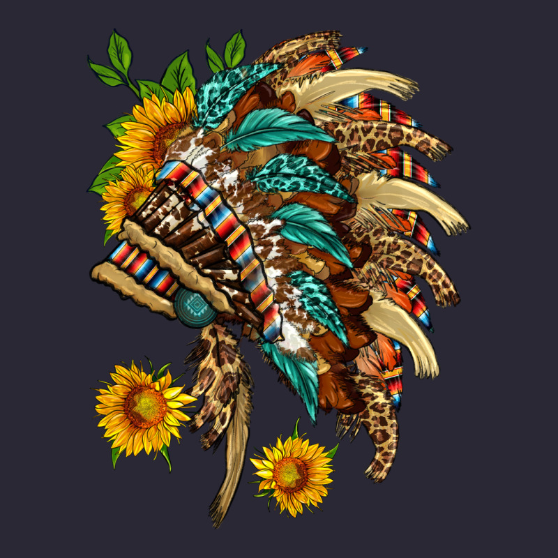 Indian Headdress With Pattern And Sunflowers Vintage Tee by HRA Design Shop | Teevron