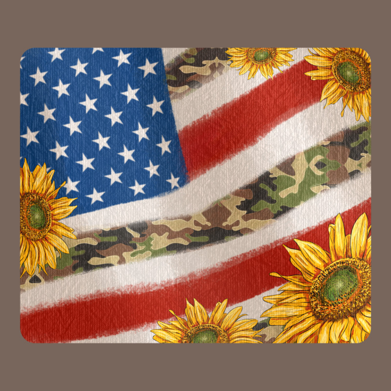 American Flag Sunflowers And Canouflage Print Veteran Mousepad Premium Hoodie by Jasminsmagicworld | Teevron