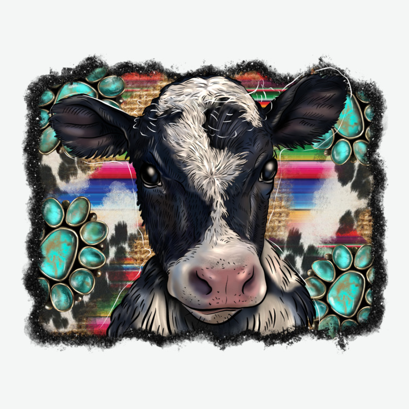 Western Background Turquoises Gemstones Black And White Baby Cow Urban Heavy Tee by BarkalooDesign | Teevron