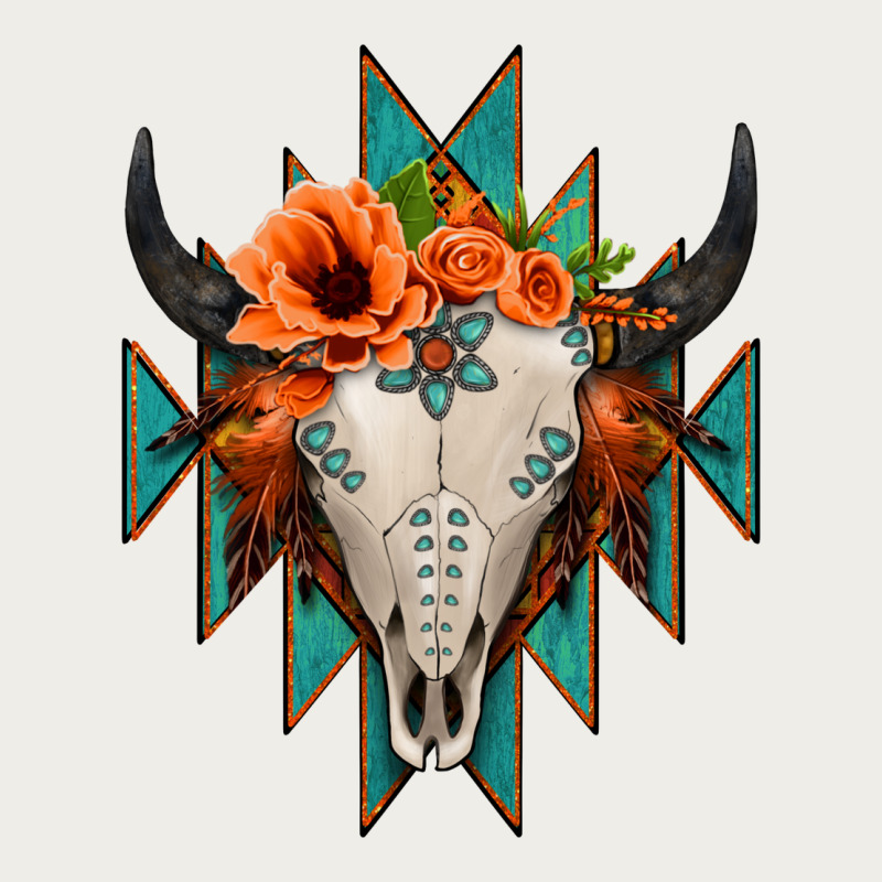 Aztec Turquoise Bull Skull Zipper Hoodie by Jasminsmagicworld | Teevron